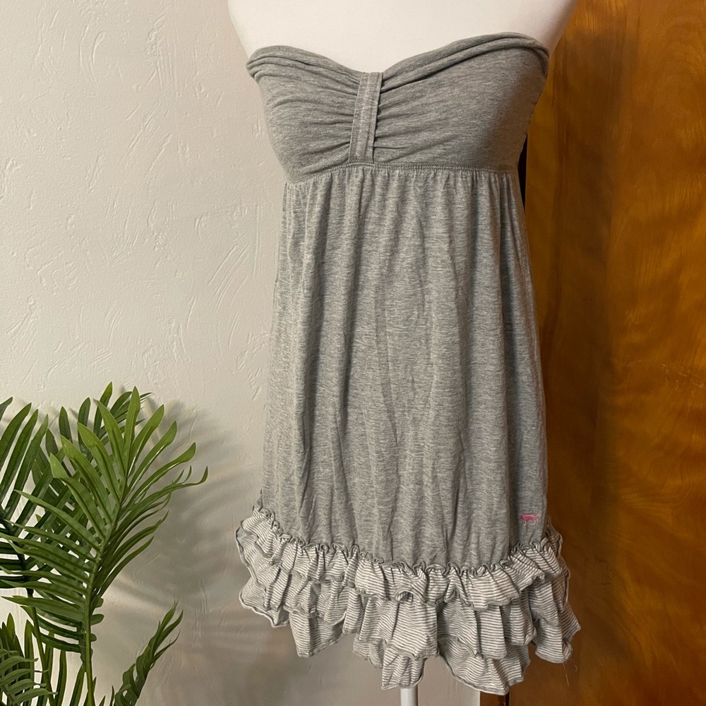 Victoria's Secret Pink Grey Strapless Dress Size M